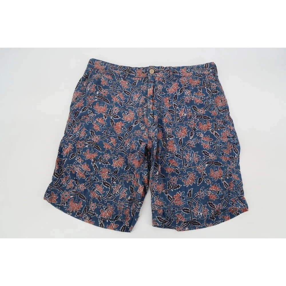 Faherty‎ Shorts Mens 32 Navy Printed Cotton Floral Print Casual Chino